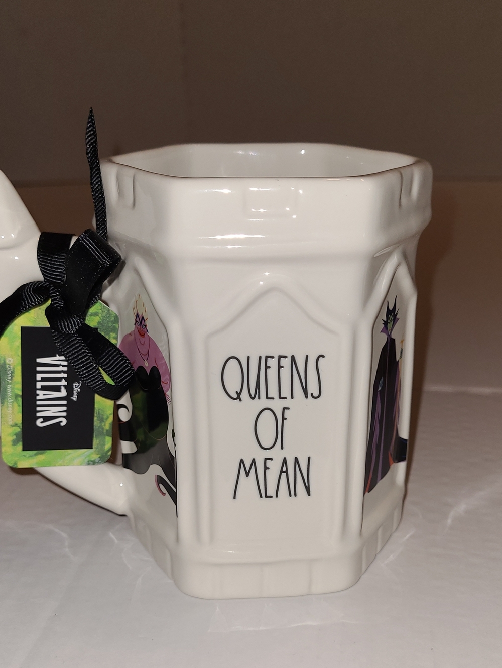 Rae Dunn x Disney Villains White Ceramic Mug w Castle Details QUEENS OF MEAN New